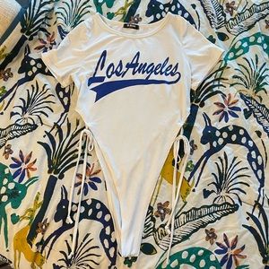 Trendy White Los Angeles Cut Out Bodysuit